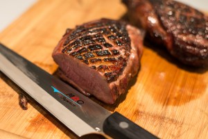 Perfect medium rare duck breast and crispy fat. Mmmm...